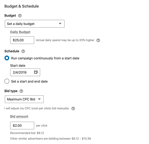 Navigate to the Budget, Schedule, and Bid section