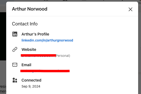 linkedin connection message - contact information

