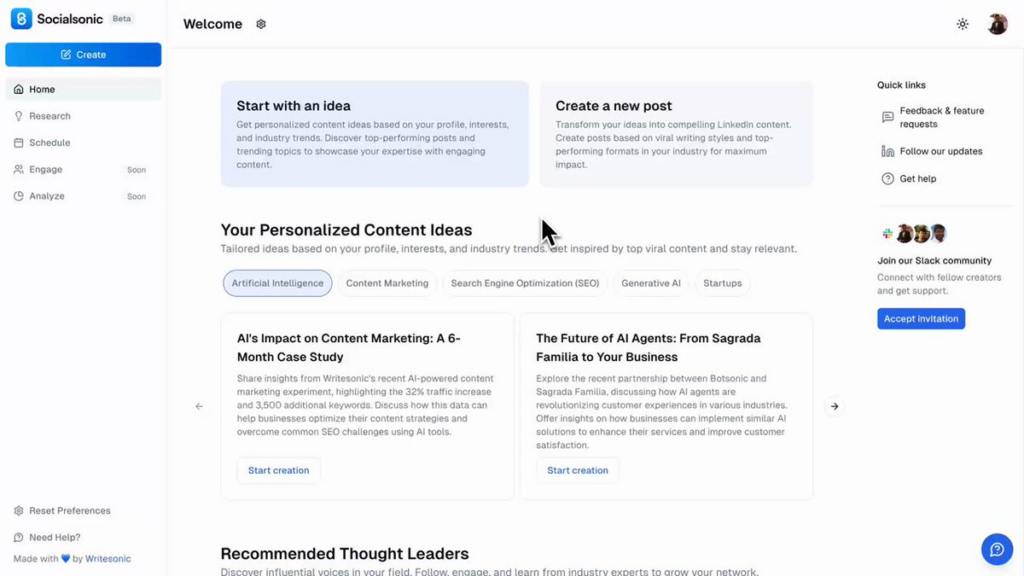 socialsonic dashboard